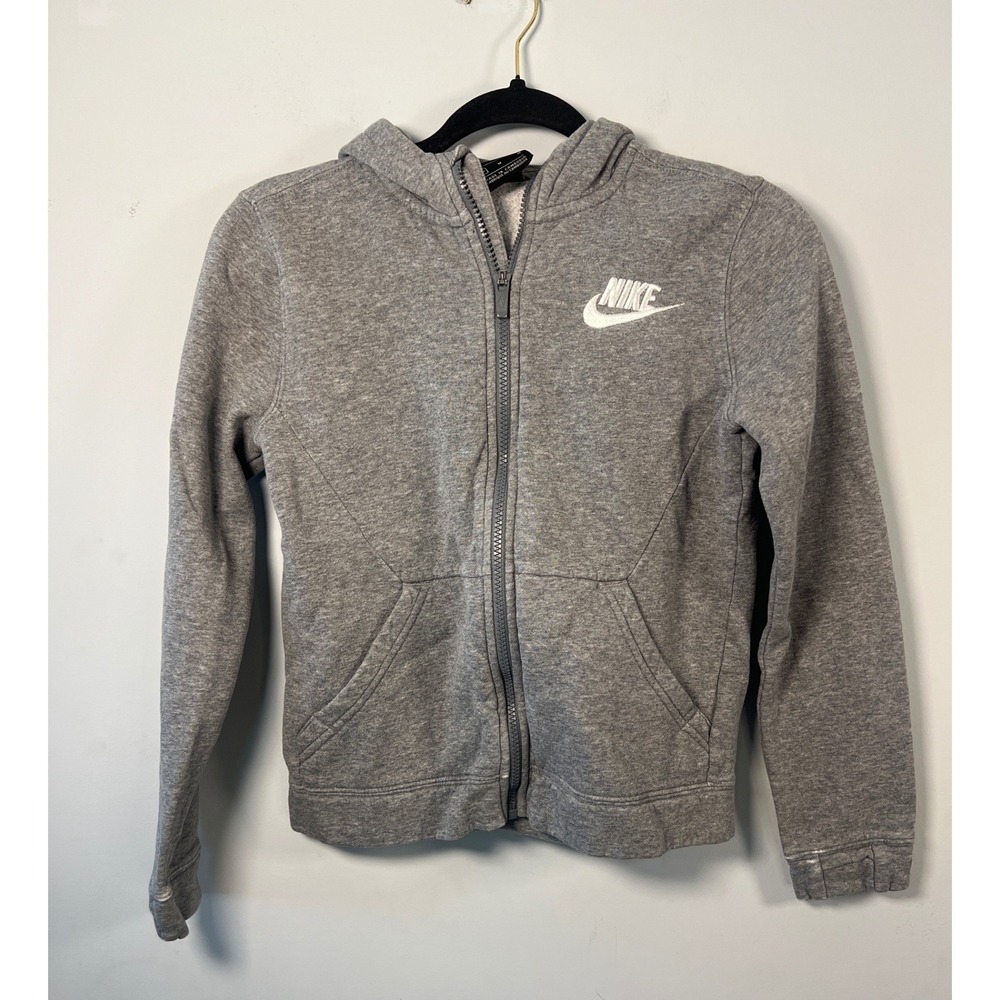 Nike Kids Heather Gray Full Zip Up Hooded Sweatshirt Boys Medium Loungewear